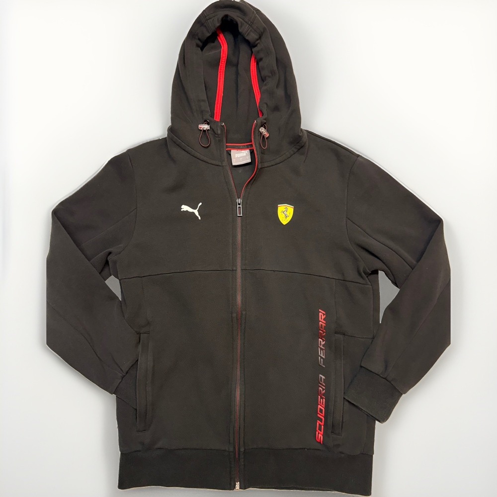Puma Ferrari Hoodie Jacket Men's S Black Full Zip F1 Scuderia Formula Racing